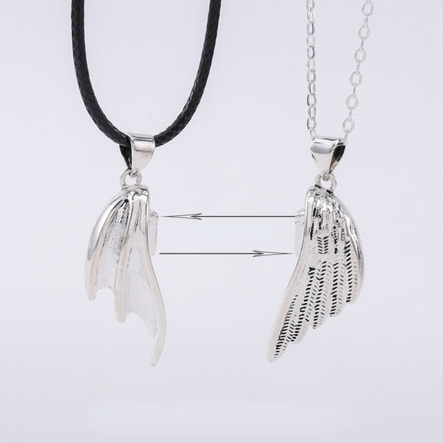 Angel and Devil Wings Love Connection Necklace Set