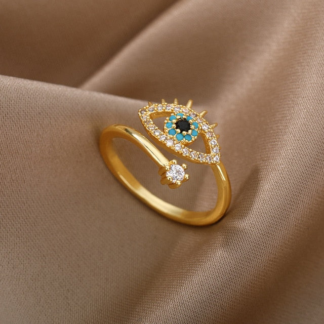 Adjustable Turkish Blue Evil Eye Rings