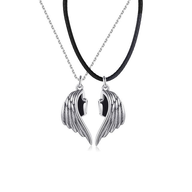 Angel and Devil Wings Love Connection Necklace Set