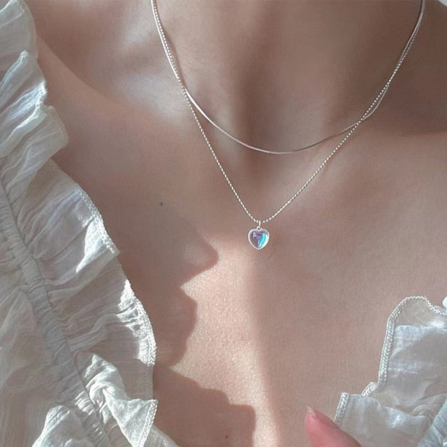 2023 Popular Sparkling Silver Clavicle Chain Necklace