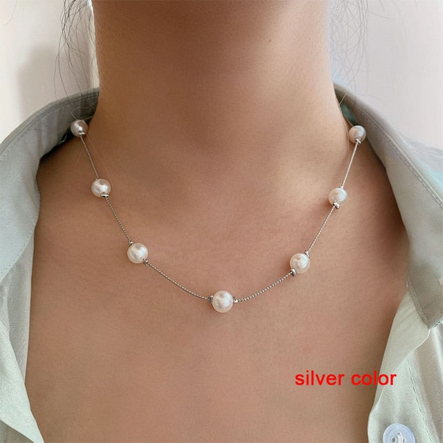 2023 Popular Sparkling Silver Clavicle Chain Necklace