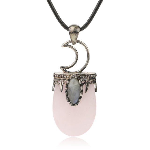 Enchanting Natural Stone Antique Crystal Pendant Necklace