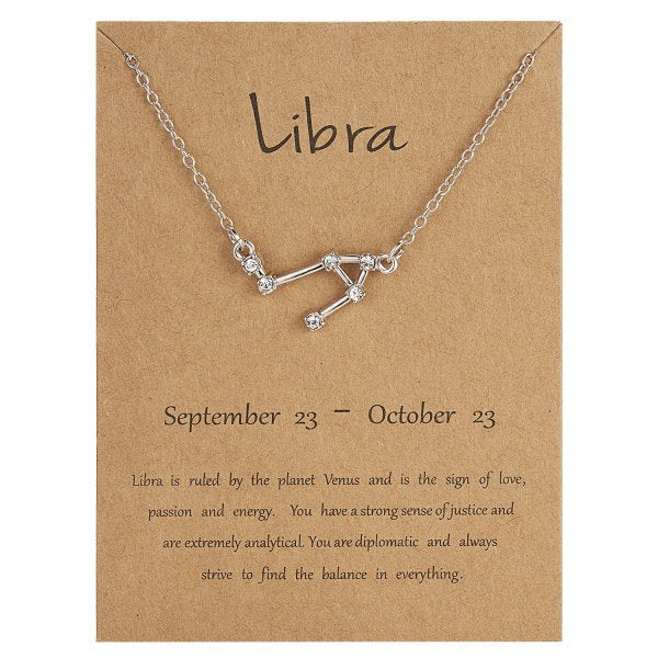 12 Constellation Zodiac Sign Charm Necklace
