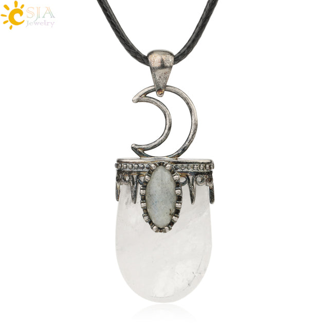 Enchanting Natural Stone Antique Crystal Pendant Necklace
