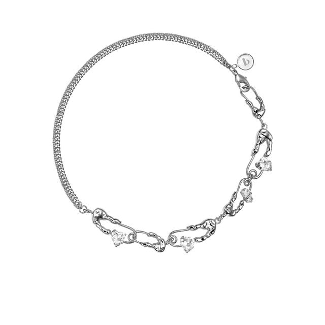 Adjustable Love Heart Crystal Choker Necklace