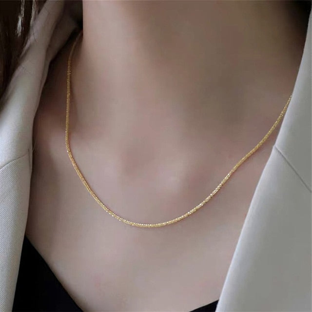 2023 Popular Sparkling Silver Clavicle Chain Necklace