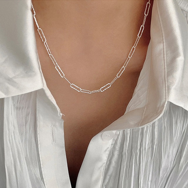 2023 Popular Sparkling Silver Clavicle Chain Necklace