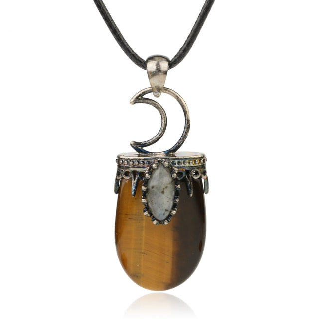 Enchanting Natural Stone Antique Crystal Pendant Necklace