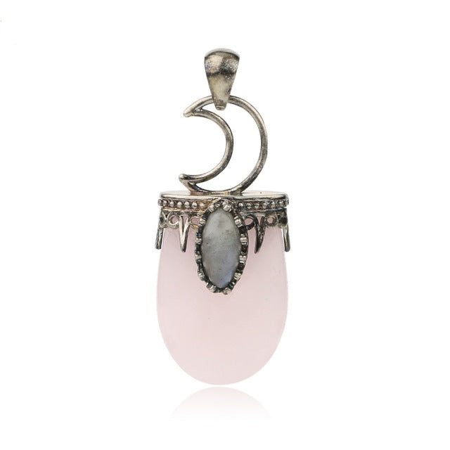 Enchanting Natural Stone Antique Crystal Pendant Necklace