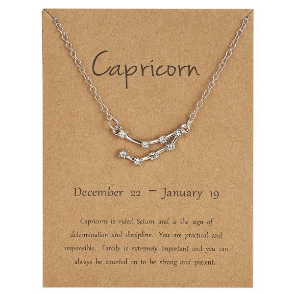 12 Constellation Zodiac Sign Charm Necklace