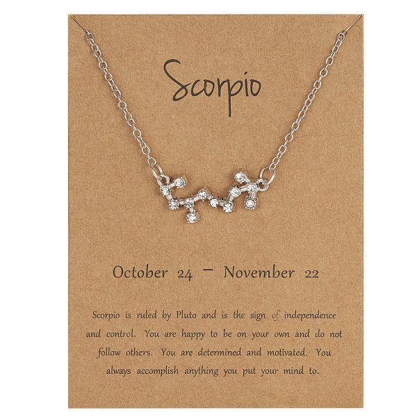 12 Constellation Zodiac Sign Charm Necklace