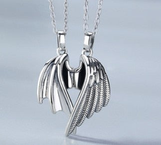 Angel and Devil Wings Love Connection Necklace Set