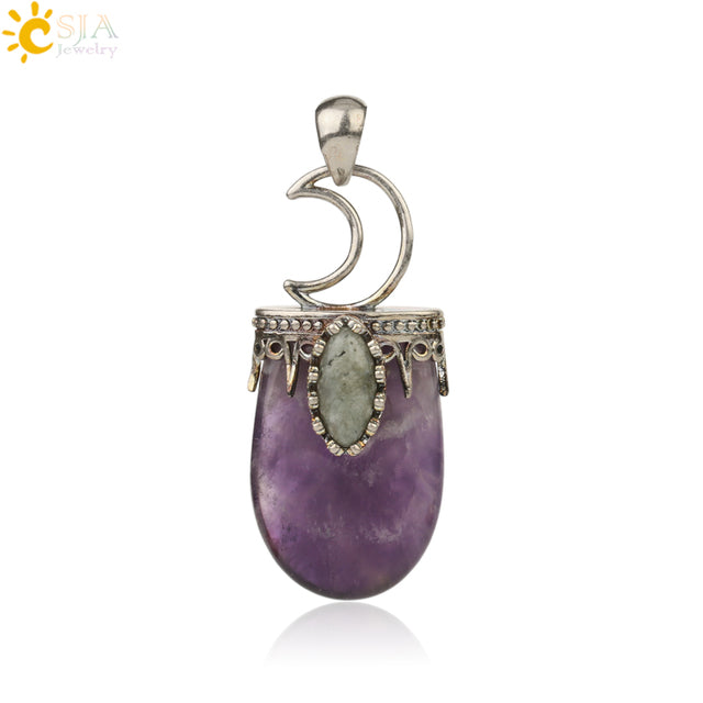 Enchanting Natural Stone Antique Crystal Pendant Necklace