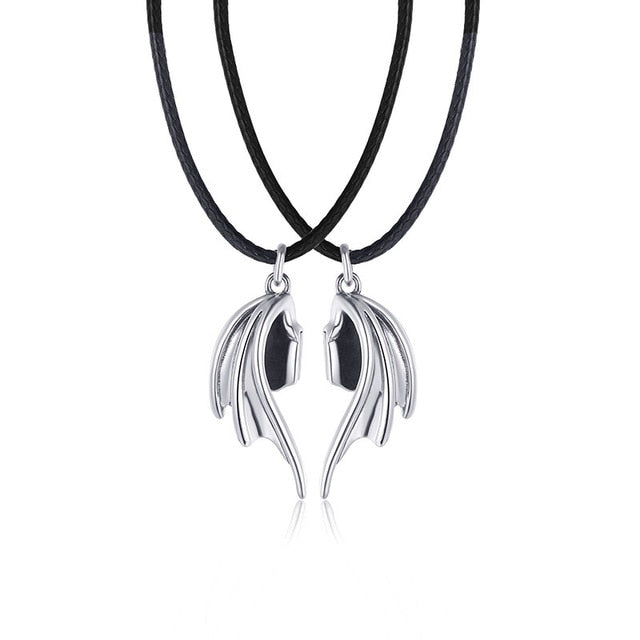 Angel and Devil Wings Love Connection Necklace Set