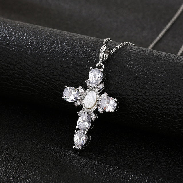 Virgin Mary Cross Pendant Necklace