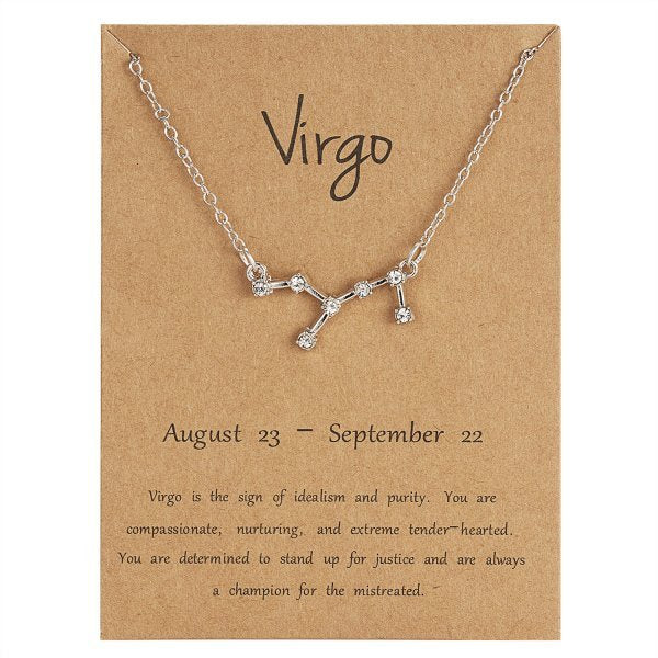 12 Constellation Zodiac Sign Charm Necklace