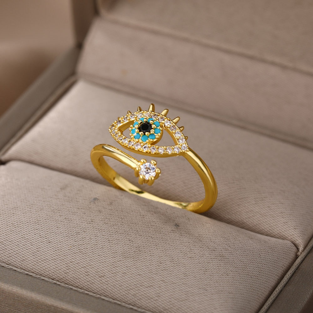 Adjustable Turkish Blue Evil Eye Rings