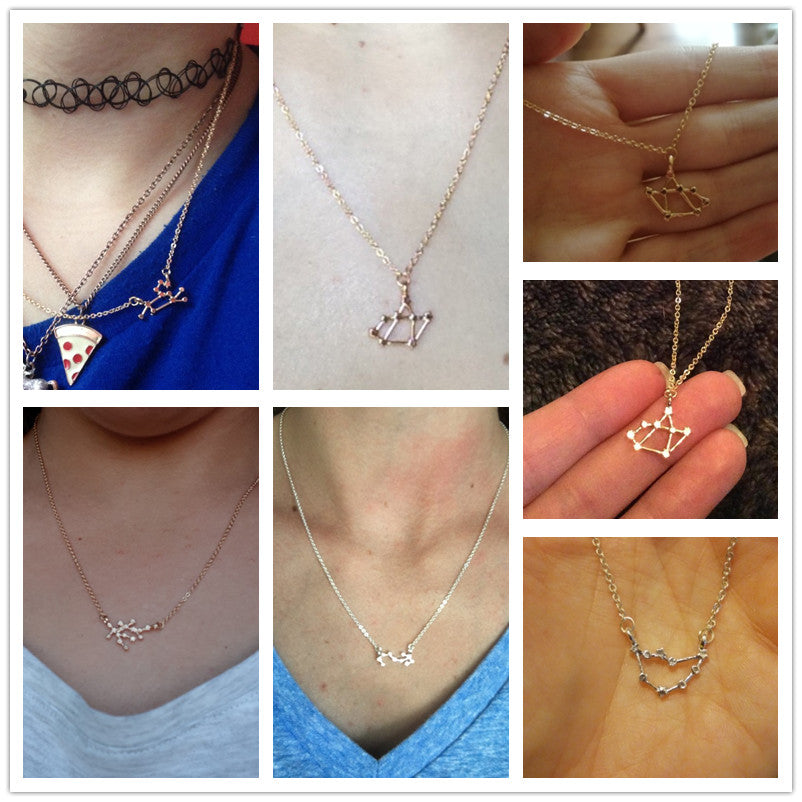12 Constellation Zodiac Sign Charm Necklace