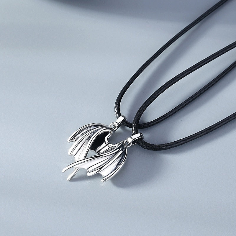 Angel and Devil Wings Love Connection Necklace Set