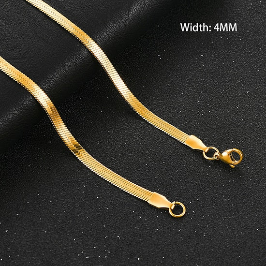 Modern Gold Color Blade Chain Stainless Steel Necklace