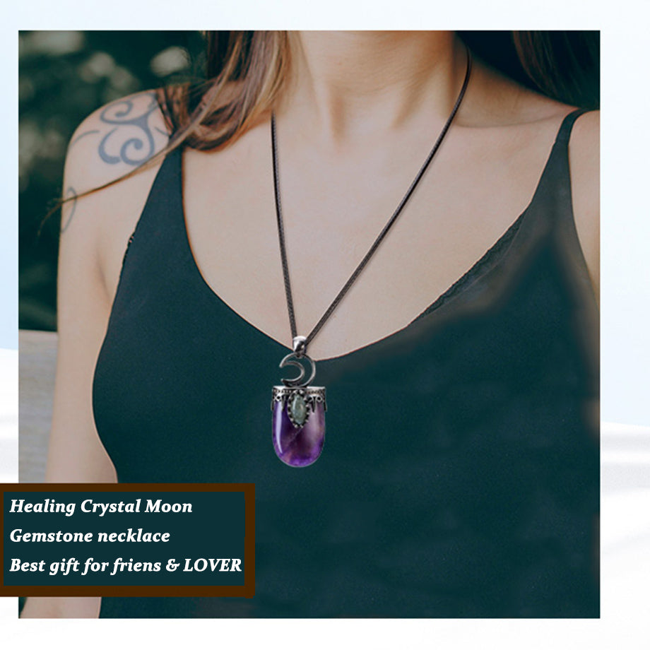 Enchanting Natural Stone Antique Crystal Pendant Necklace
