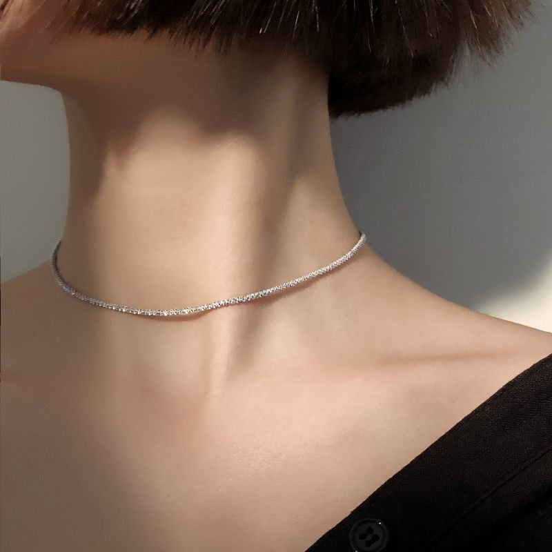 2023 Popular Sparkling Silver Clavicle Chain Necklace