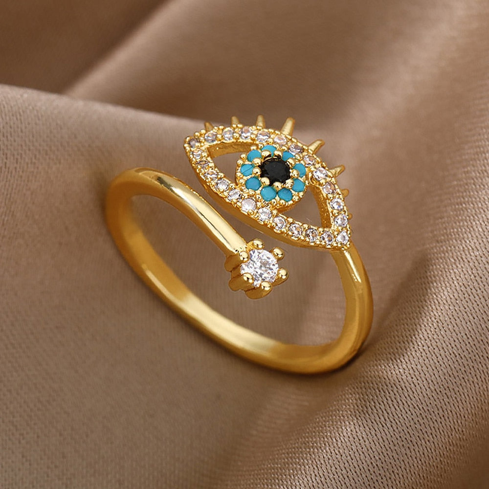 Adjustable Turkish Blue Evil Eye Rings