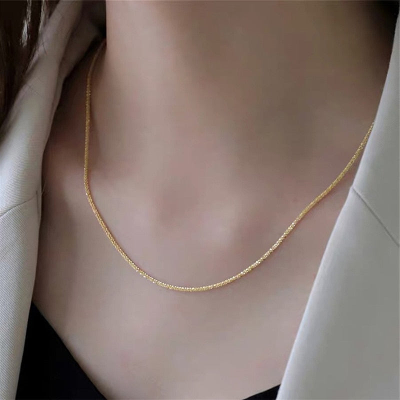 2023 Popular Sparkling Silver Clavicle Chain Necklace