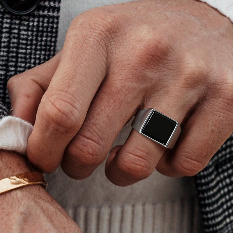 Elegant Stainless Steel Square Signet Ring