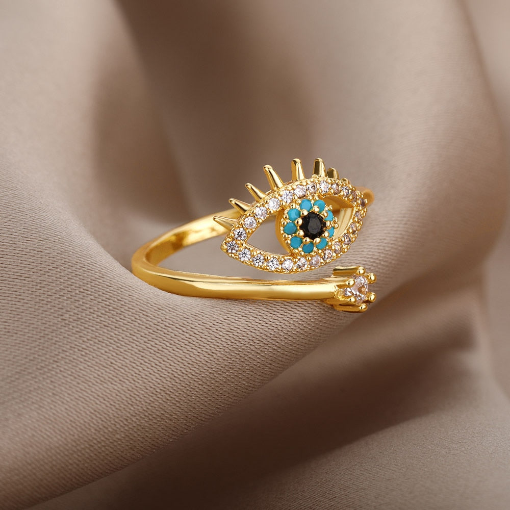 Adjustable Turkish Blue Evil Eye Rings