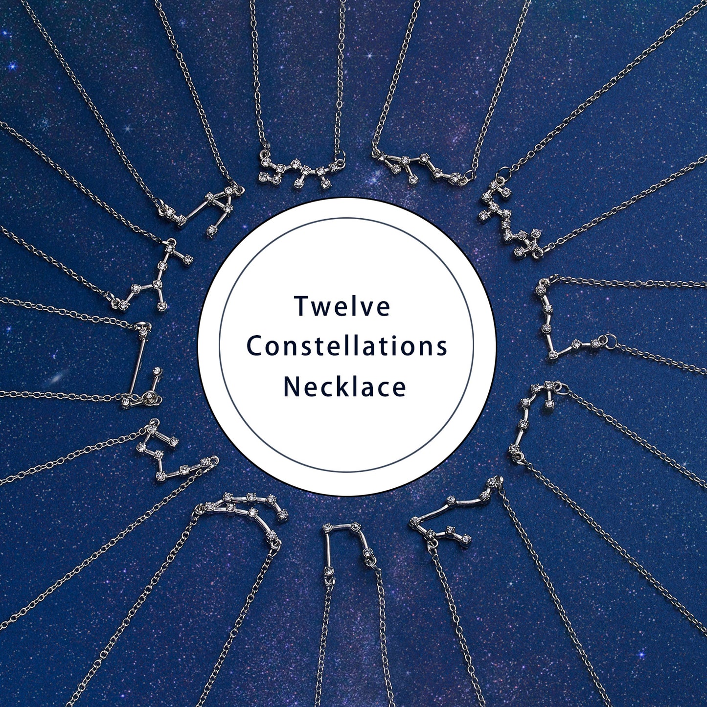 12 Constellation Zodiac Sign Charm Necklace