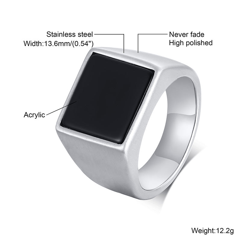 Elegant Stainless Steel Square Signet Ring