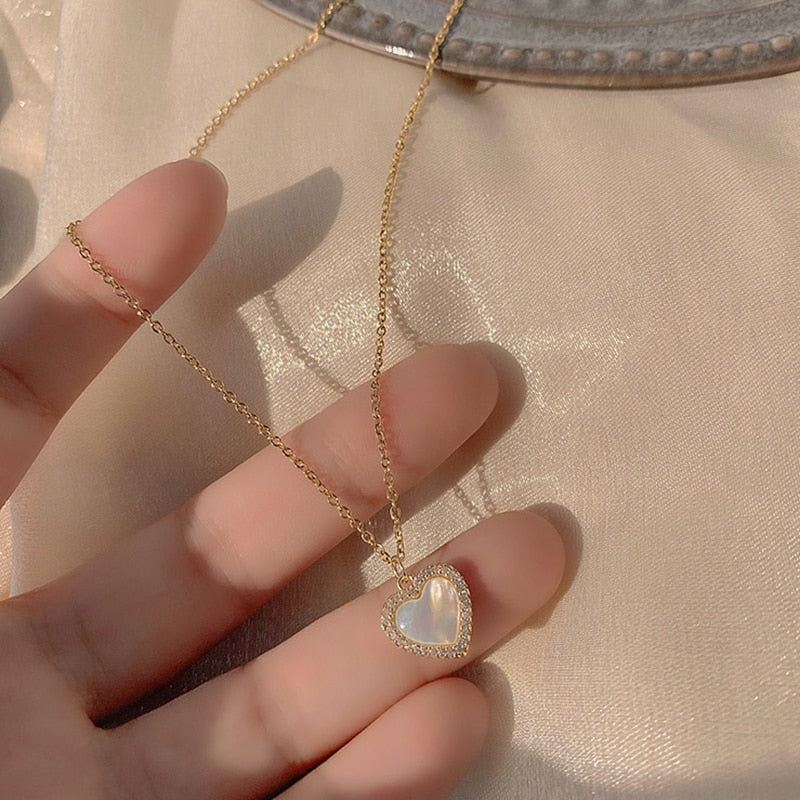 14K Gold Heart Shaped Opal Necklace