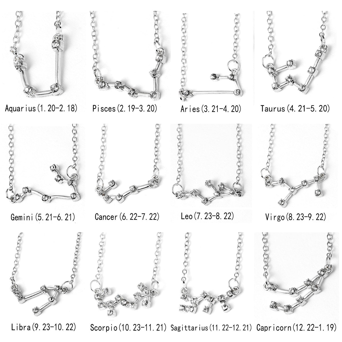 12 Constellation Zodiac Sign Charm Necklace