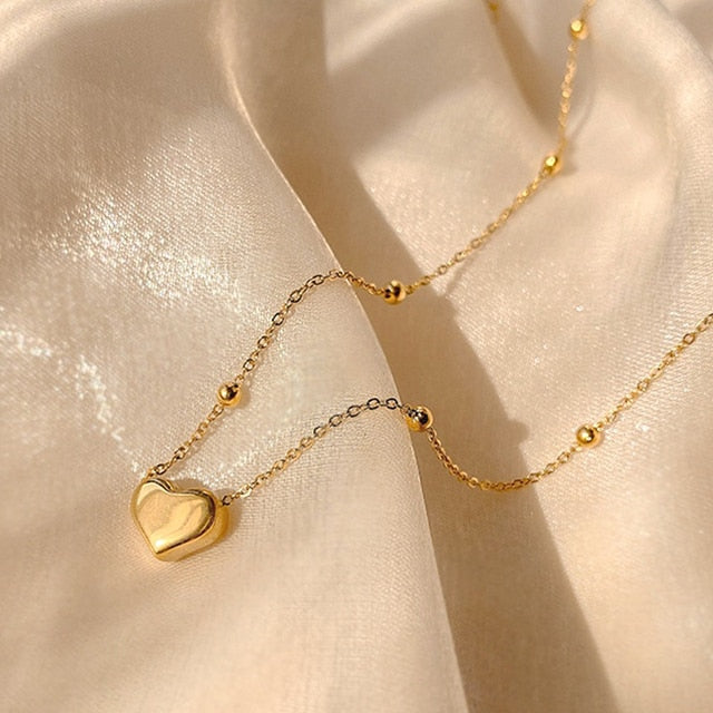 14K Gold Heart Shaped Opal Necklace