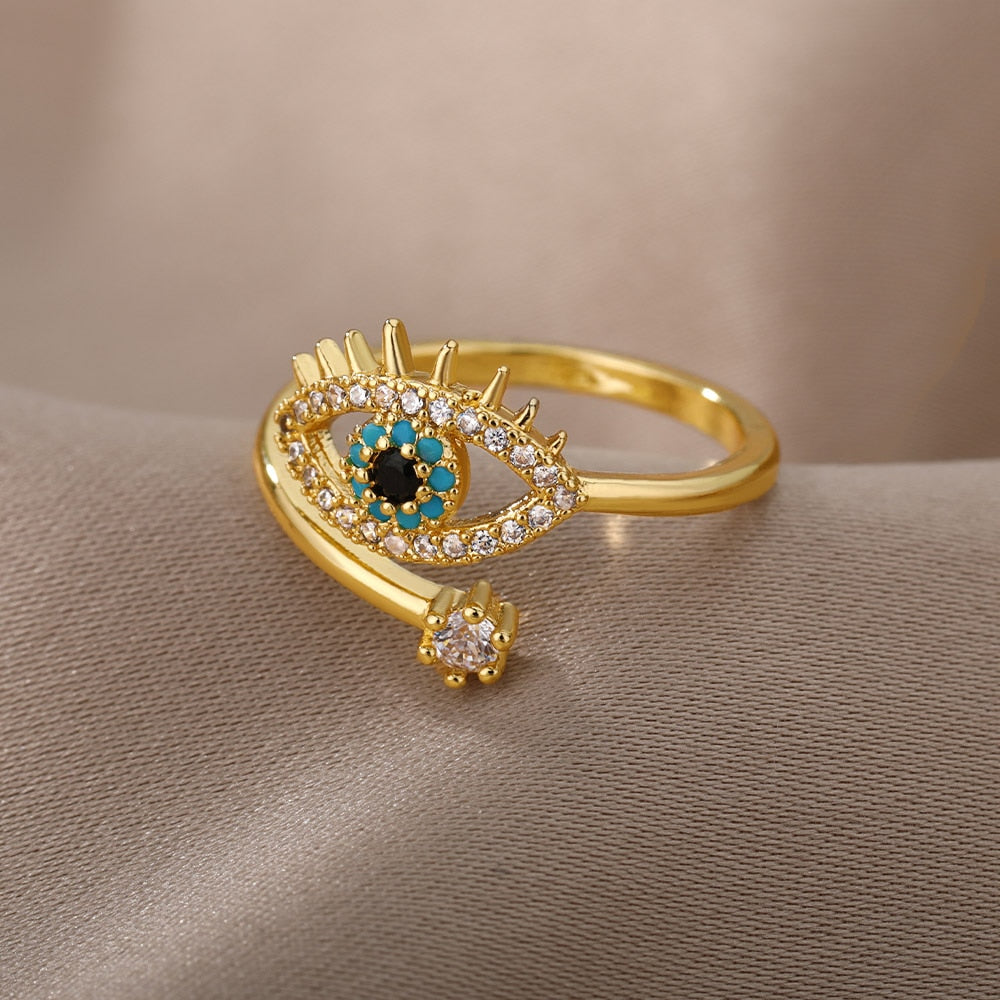 Adjustable Turkish Blue Evil Eye Rings