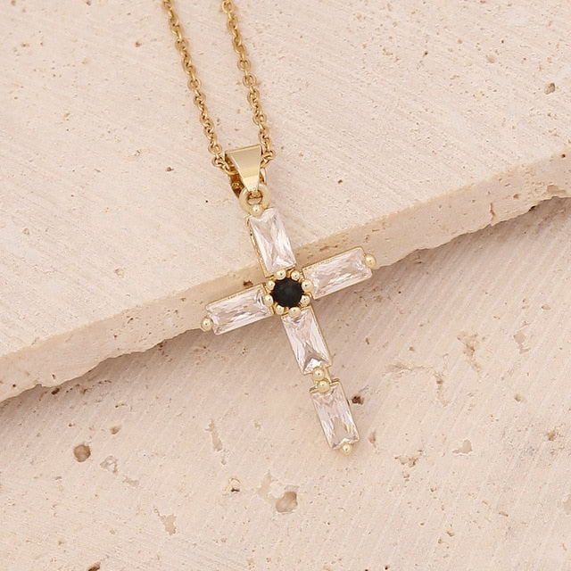 Classic Gold Plated Cross Pendant Necklace