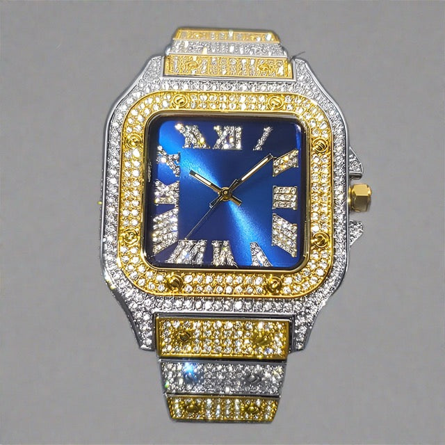 MISSFOX Ice Out Diamond Square Watch: Elegance Redefined