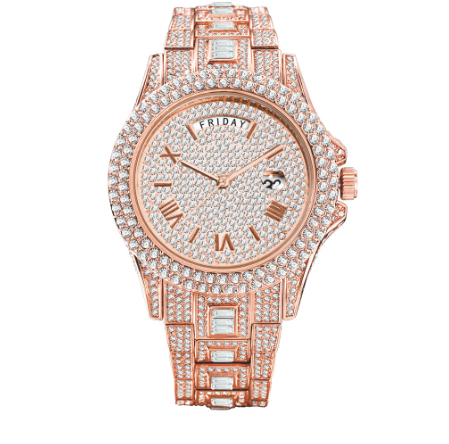 Radiant Opulence: Full Iced Crystal Watch