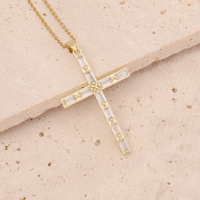 Classic Gold Plated Cross Pendant Necklace