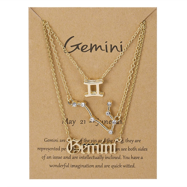 Celestial Zodiac Sign Necklace Set