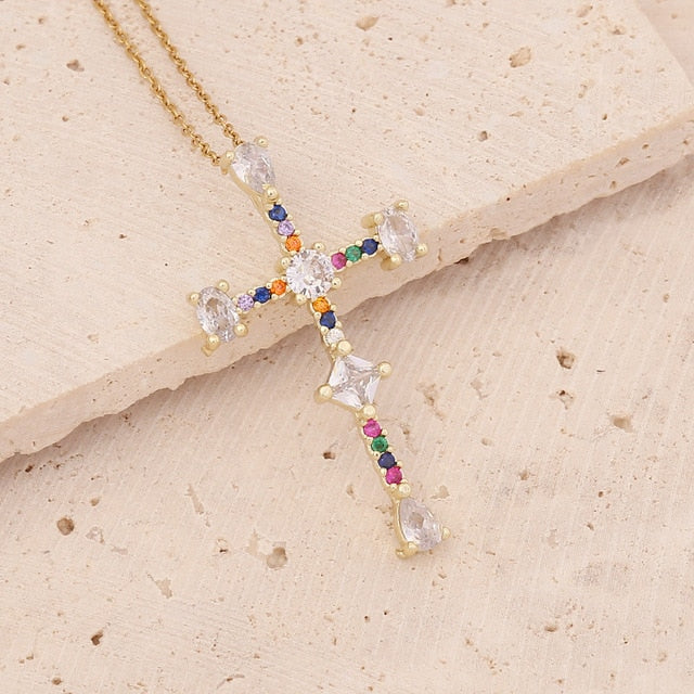 Classic Gold Plated Cross Pendant Necklace