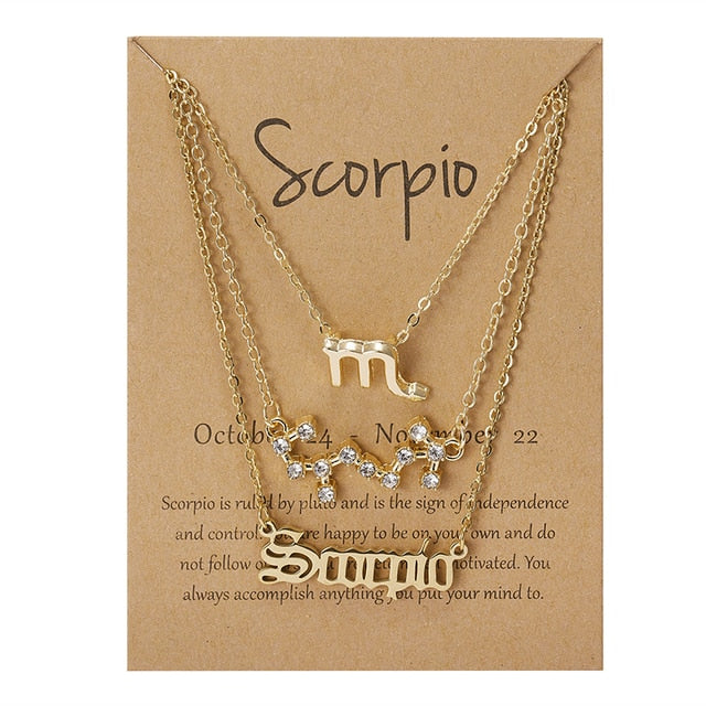 Celestial Zodiac Sign Necklace Set