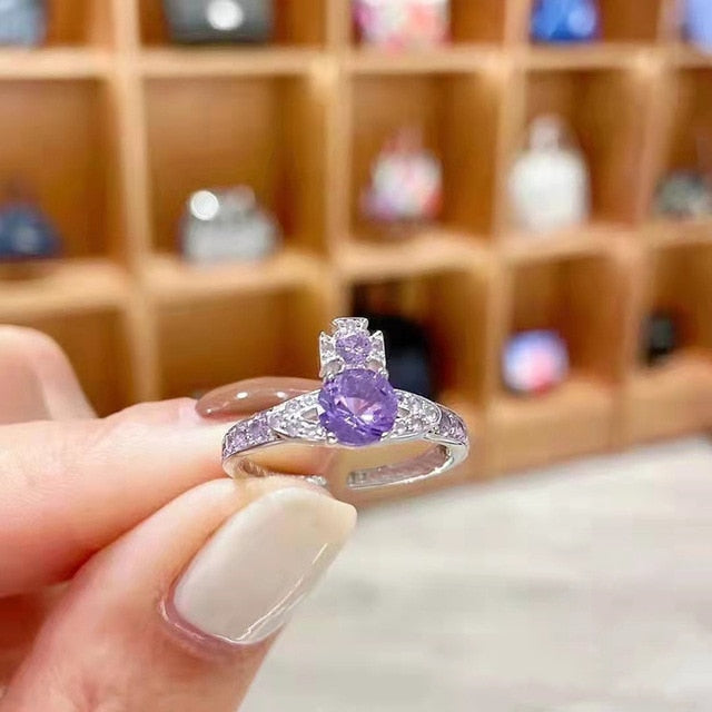 Luxury Purple Zircon Crystal Ring"