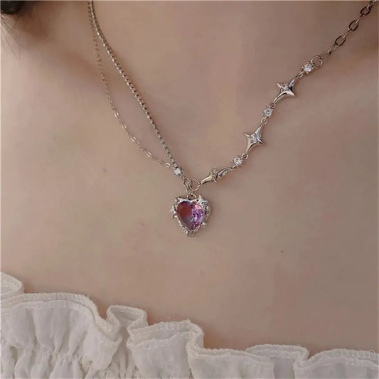 Crystal Heart Star Necklace