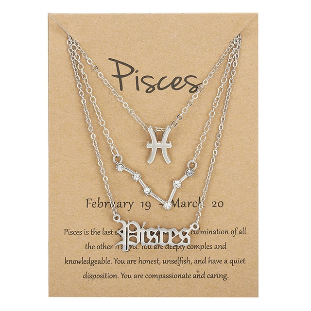 Celestial Zodiac Sign Necklace Set