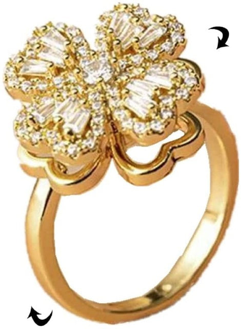 Rotating Four-Leaf Clover Ring - Elevate Your Style, Relieve Your Stress