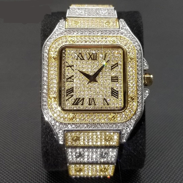 Elegant Brilliance: Square Full Crystal Watch