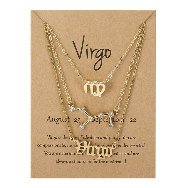 Celestial Zodiac Sign Necklace Set