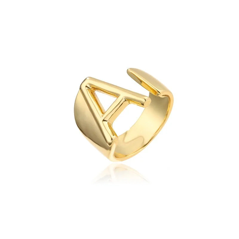 Adjustable Gold Alphabet Ring For Women